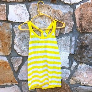NWOT Yellow & White Striped Cotton Tank Top
